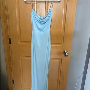 Windsor Light Blue Cowl Neck Maxi Dress with Chain Straps